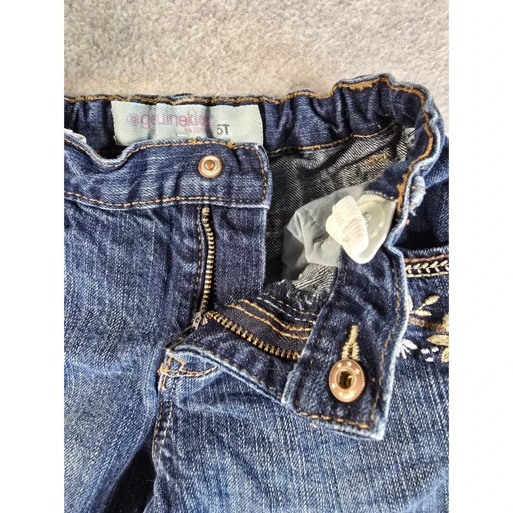 Genuine Kids by OshKosh Girls 5T Dark Wash Floral Embroidered Flare Jeans Target